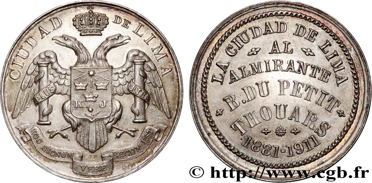 PERU - REPUBLIC Médaille, A l’amiral Abel Bergasse Dupetit-Thouars AU