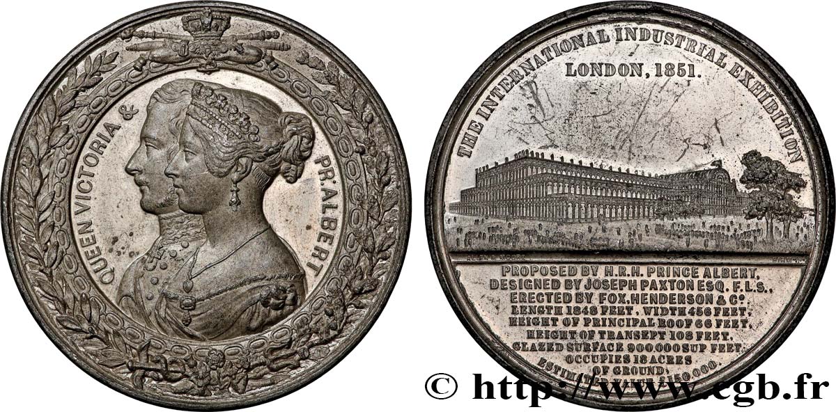 GREAT BRITAIN - VICTORIA Médaille, Crystal Palace - Couple royal AU