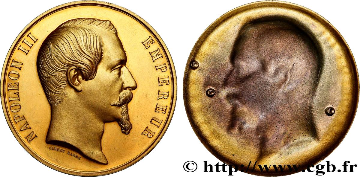 SECOND EMPIRE Médaille, Napoléon III, Essai, tirage uniface de l’avers SUP