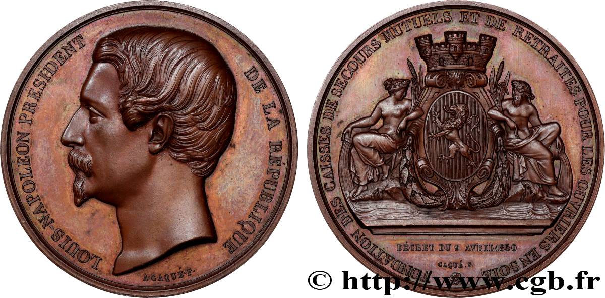SECOND REPUBLIC Médaille, Fondation des caisses de Secours mutuels et retraite pour les ouvriers en soie MS