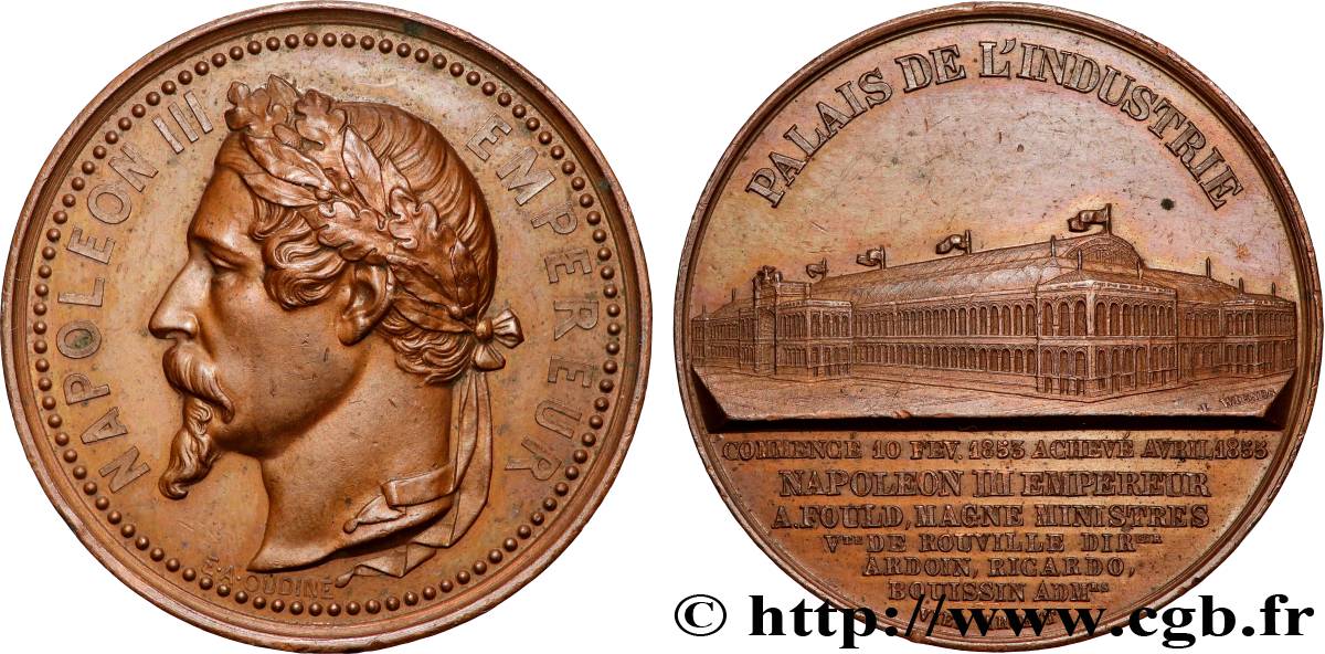 SECOND EMPIRE Médaille, Napoléon III, Palais de l’Industrie AU