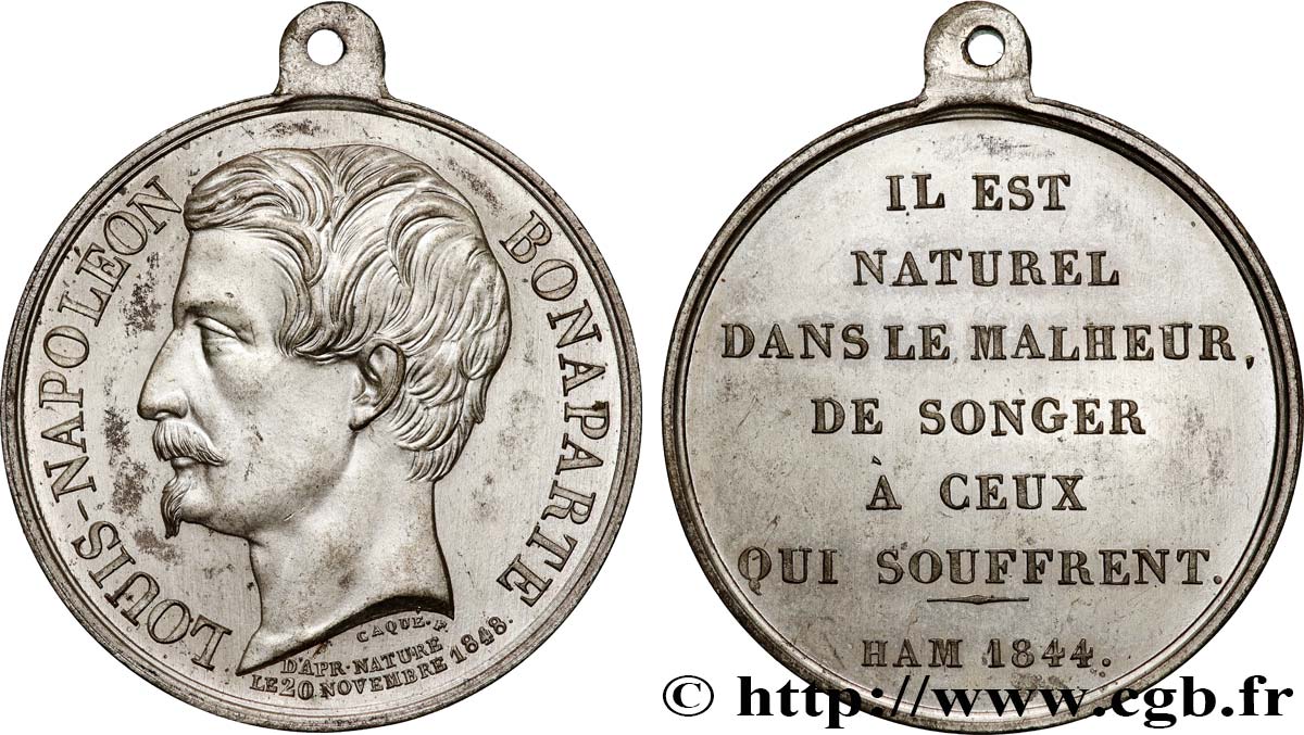 SECOND REPUBLIC Médaillette, Souvenir de la captivité de Louis Napoléon Bonaparte AU