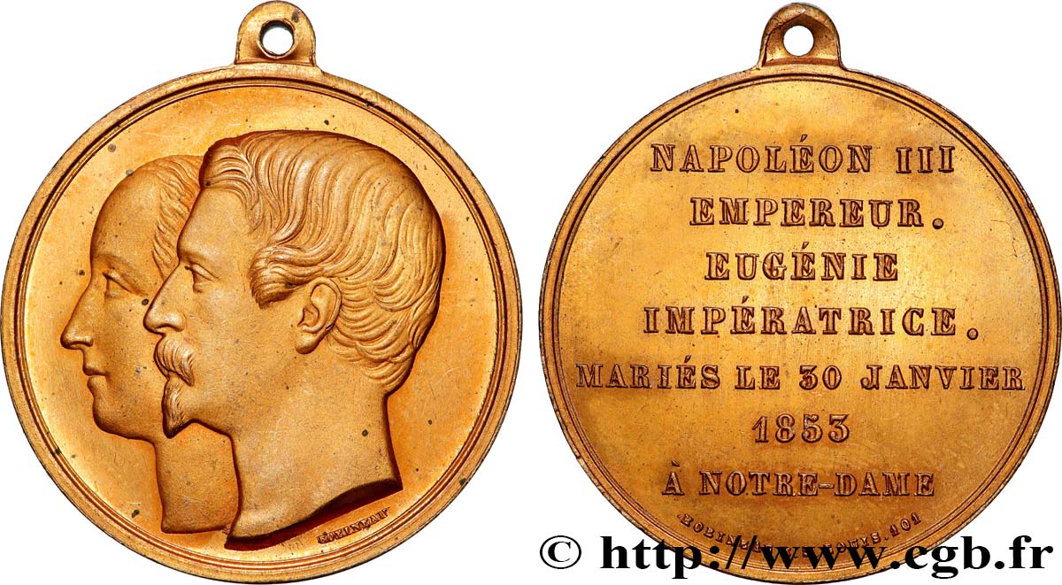 AMOUR ET MARIAGE Médaille, Mariage de Napoléon III et d’Eugénie SUP