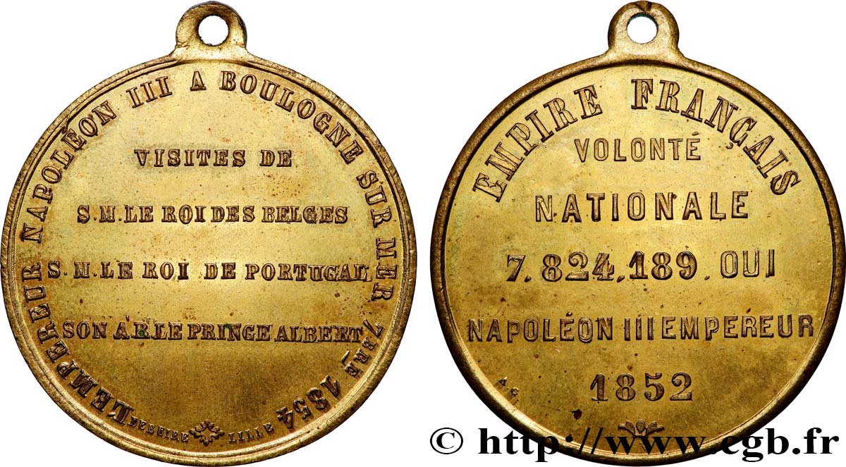 SECOND EMPIRE Médaille, Visite à Boulogne-sur-Mer du roi des belges, du roi de Portugal et du Prince Albert AU