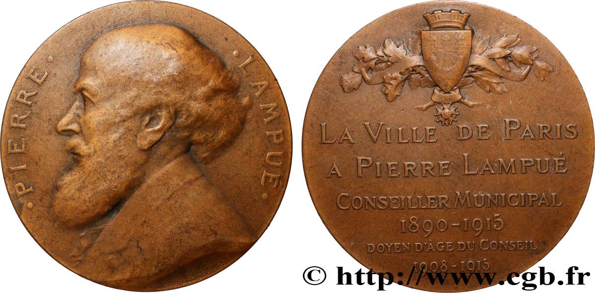 III REPUBLIC Médaille, Pierre Lampué  XF