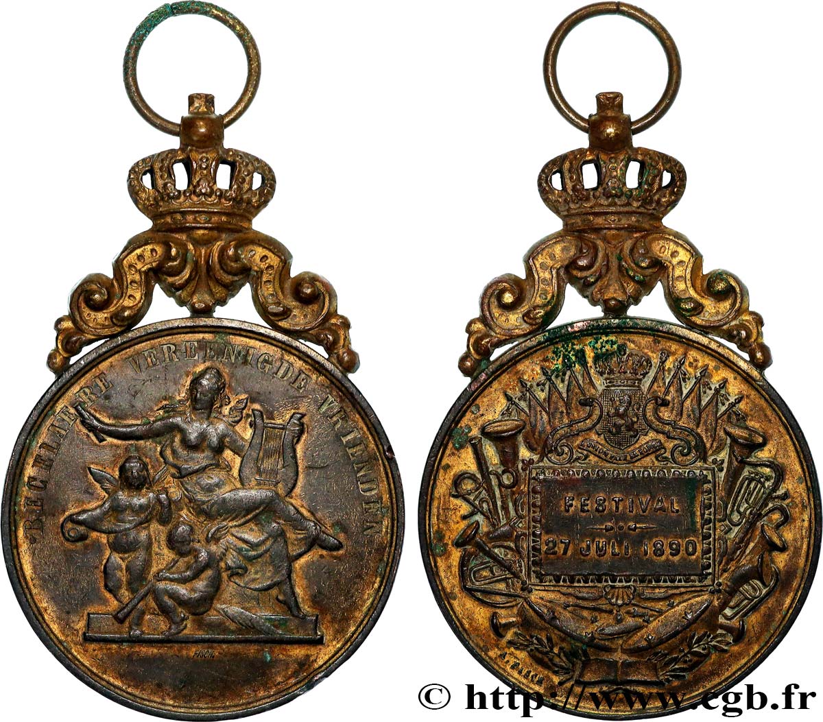 BELGIQUE - ROYAUME DE BELGIQUE - LÉOPOLD II Médaille, Festival du 27 juillet 1890 SS