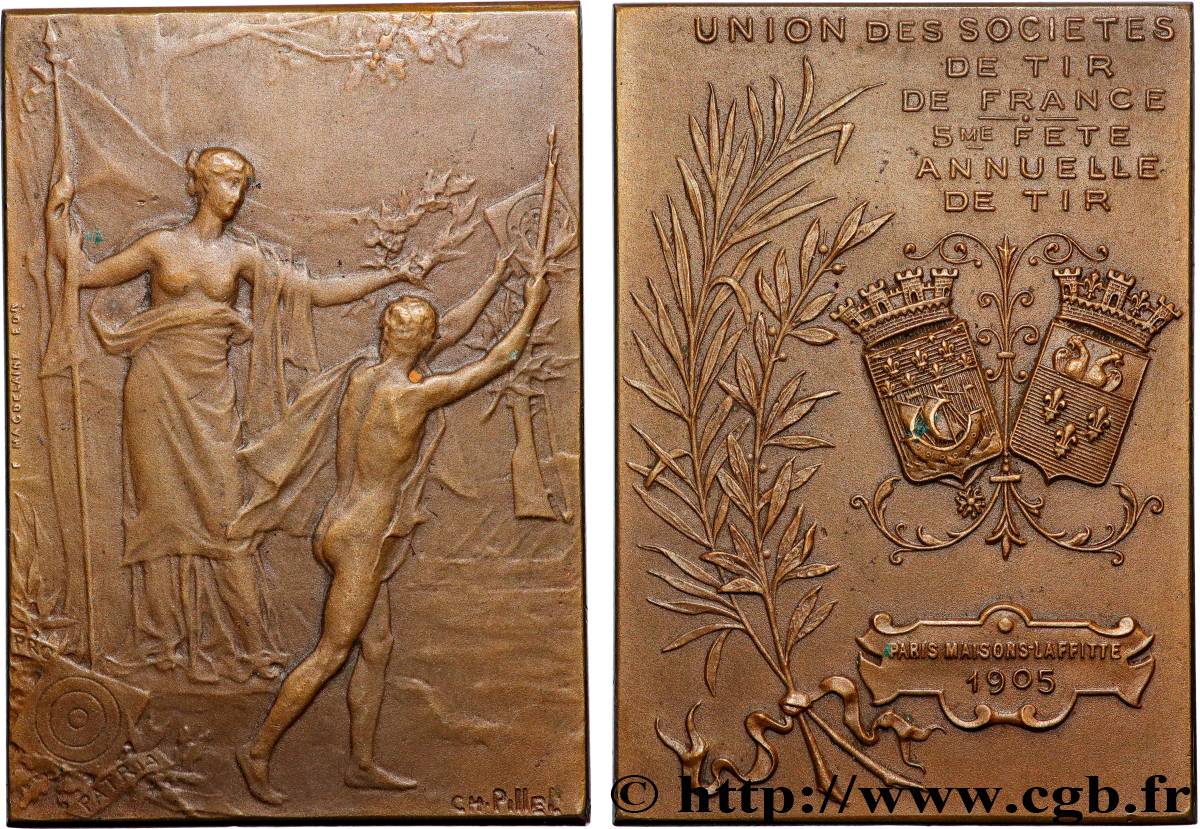 TERZA REPUBBLICA FRANCESE Plaquette, Union des sociétés de tir de France, 5e fête annuelle q.SPL