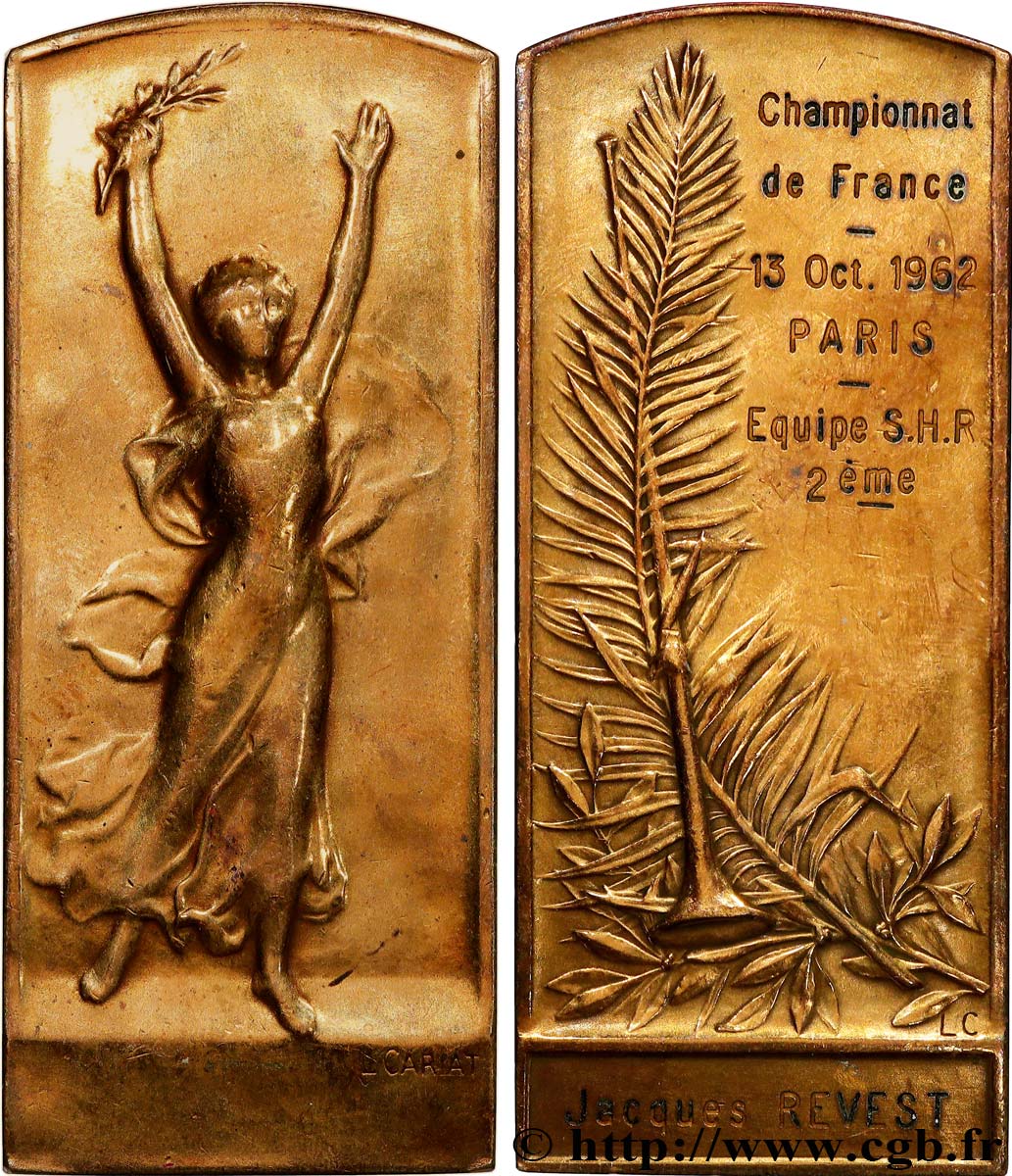 CINQUIÈME RÉPUBLIQUE Plaquette, Championnat de France, Équipe S.H.R  TB+/TTB