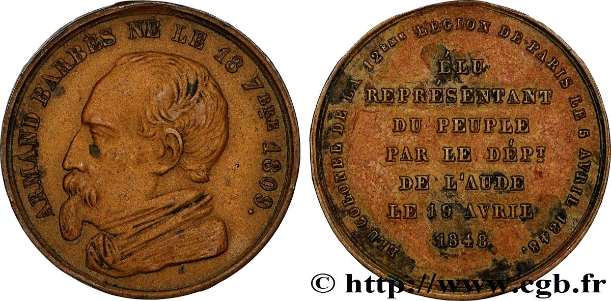 DEUXIÈME RÉPUBLIQUE Médaille, Armand Barbès SS