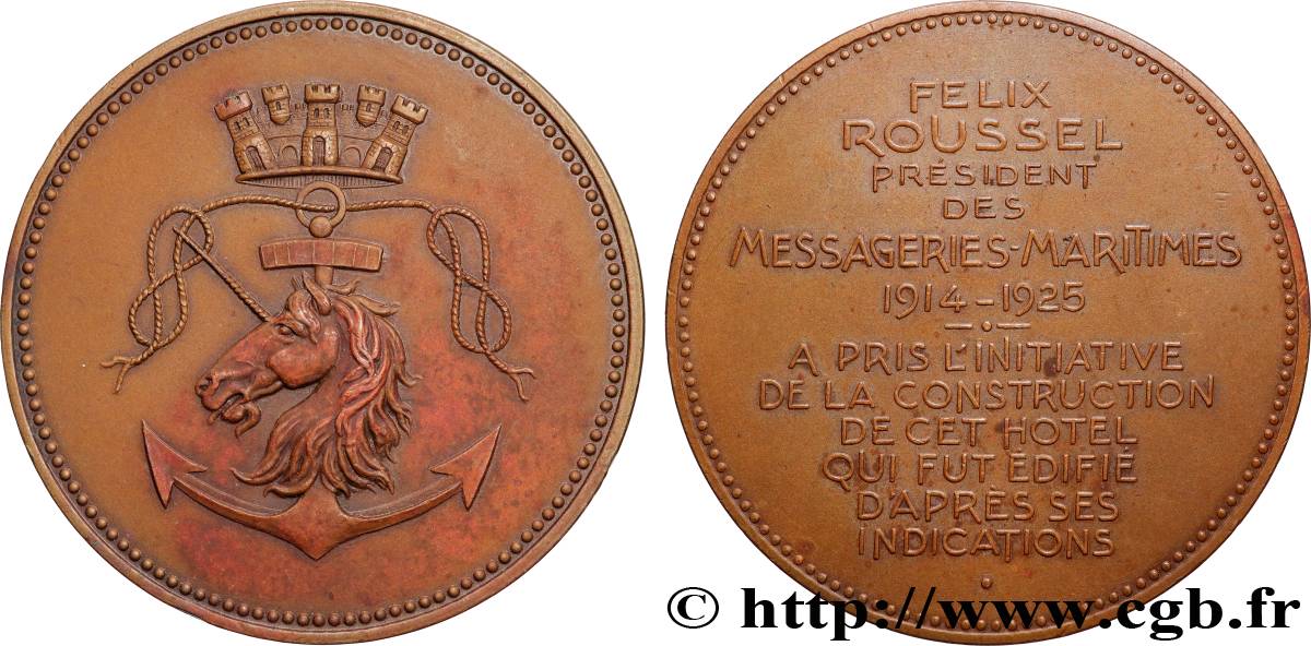 TERZA REPUBBLICA FRANCESE Médaille, Président du conseil d’administration de la compagnie des messagerie maritimes, Félix Roussel q.SPL