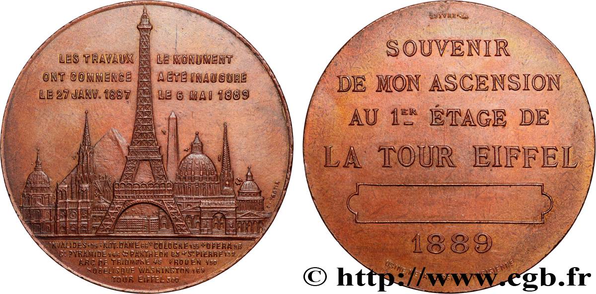 TROISIÈME RÉPUBLIQUE Médaille de l’ascension de la Tour Eiffel (1er étage) TTB+