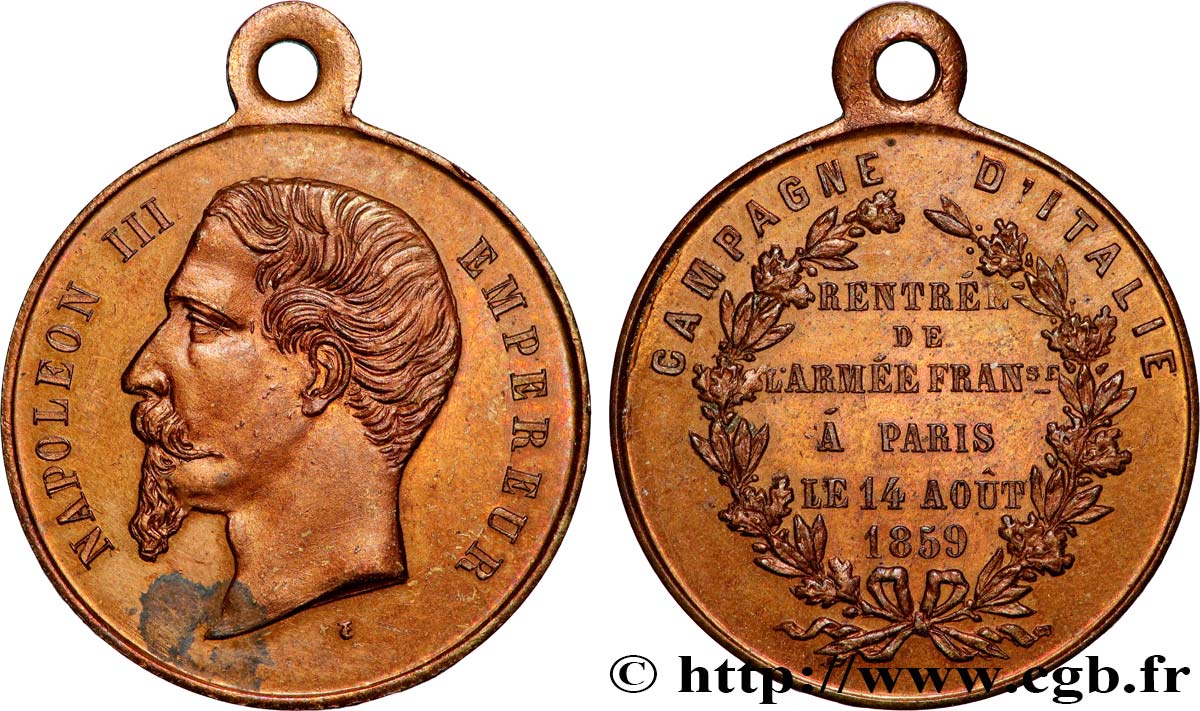 SECONDO IMPERO FRANCESE Médaille, Campagne d’Italie, Rentrée de l’armée Française à Paris q.SPL