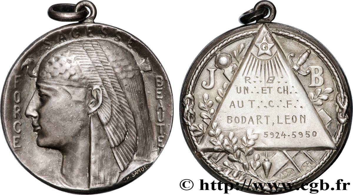 FRANC - MAÇONNERIE Médaille, Respectable Loge Un:. et Ch: TTB+
