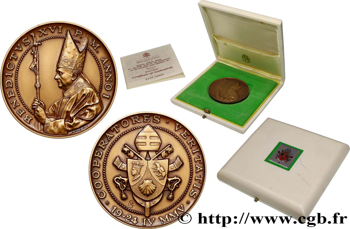 VATICAN ET ÉTATS PONTIFICAUX Médaille, Première année de pontificat du pape Benoît XVI, n°1135