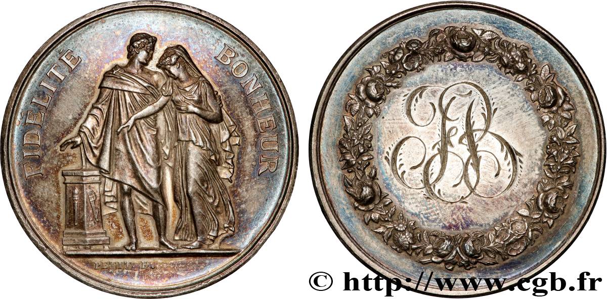 AMOUR ET MARIAGE Médaille de mariage, Fidélité et Bonheur XF