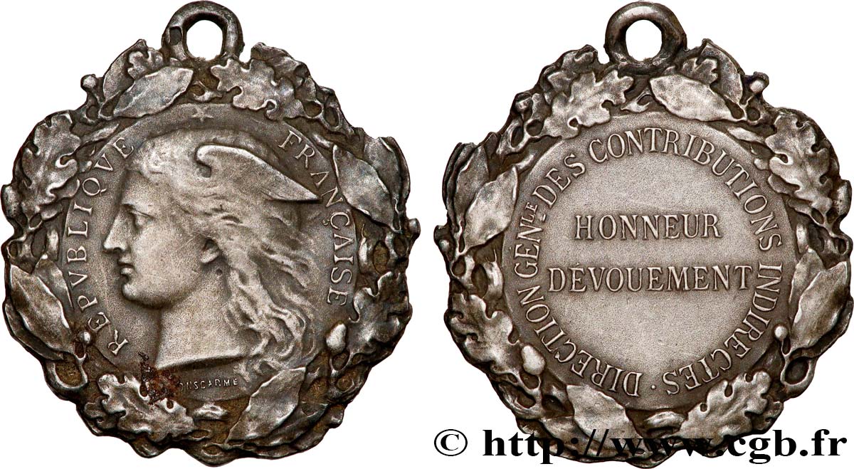 TROISIÈME RÉPUBLIQUE Médaille d’honneur, contributions indirectes TTB+