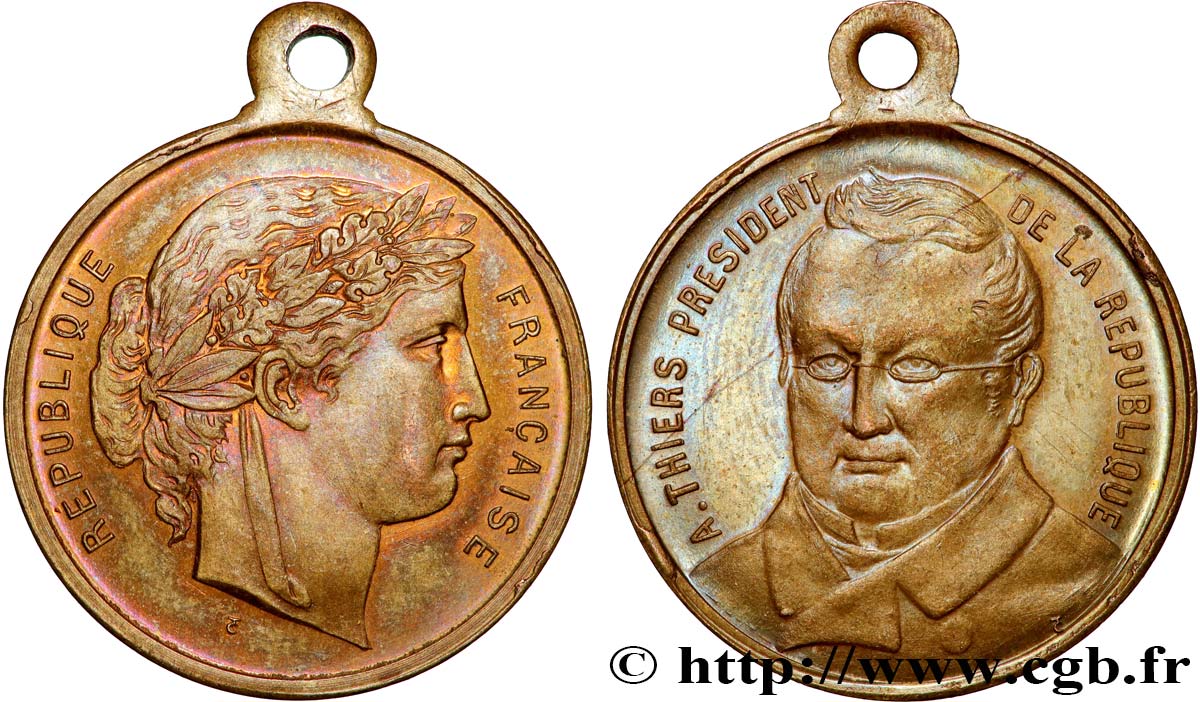 III REPUBLIC Médaille, Thiers Président AU