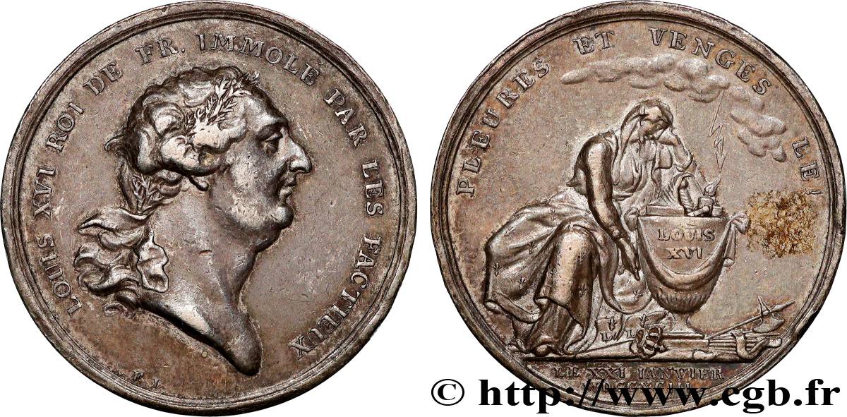 LOUIS XVI (MONARQUE CONSTITUTIONNEL)  Médaille dénonçant la mort du roi le 21 janvier 1793 TTB