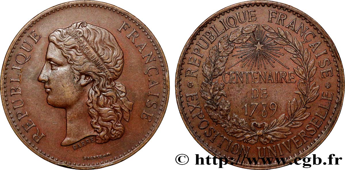 TROISIÈME RÉPUBLIQUE Médaille, Centenaire de 1789 TTB+