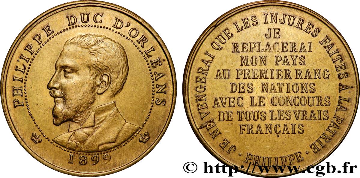 TROISIÈME RÉPUBLIQUE Médaille, Philippe d’Orléans, frappe médaille module de 10 centimes TTB+