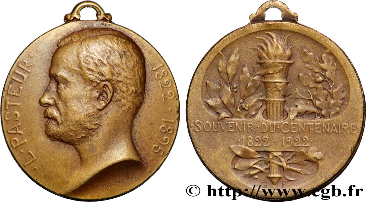 TERCERA REPUBLICA FRANCESA Médaille, Souvenir du centenaire de Louis Pasteur MBC