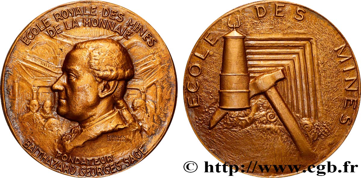 QUINTA REPUBBLICA FRANCESE Médaille, École des mines, Balthazar Georges Sage SPL