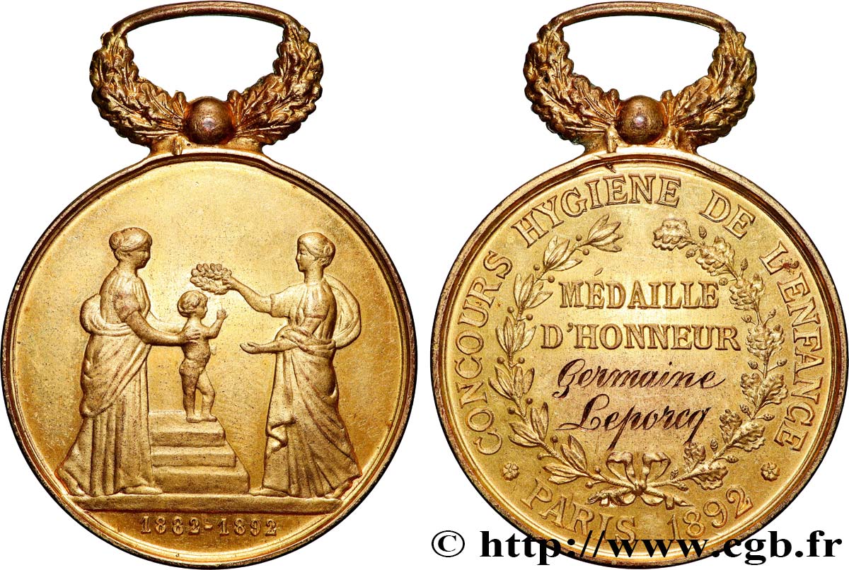 TERZA REPUBBLICA FRANCESE Médaille, Concours, Hygiène de l’enfance q.SPL