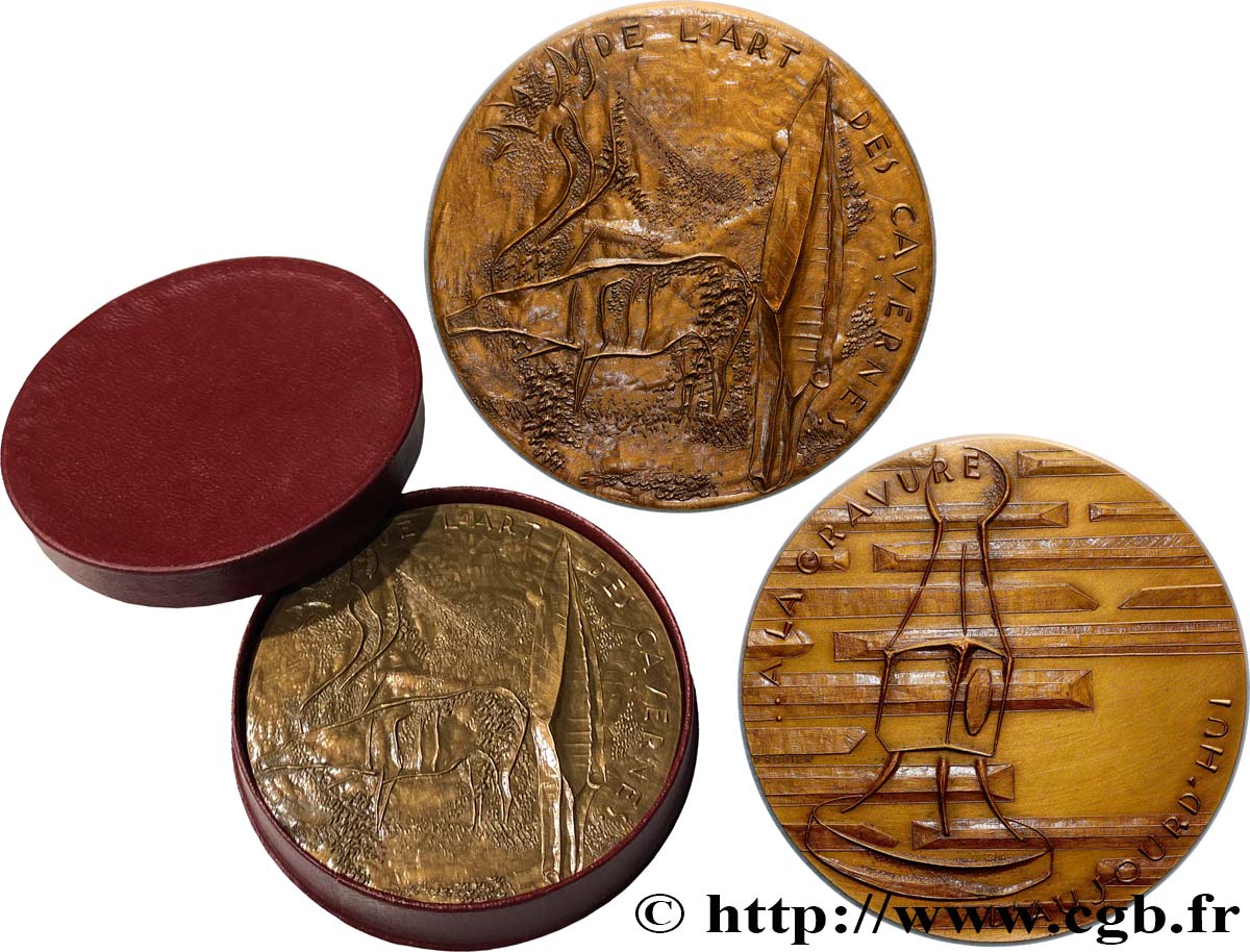 V REPUBLIC Médaille, La Gravure, De l’Art des cavernes... à la gravure d’aujourd’hui AU