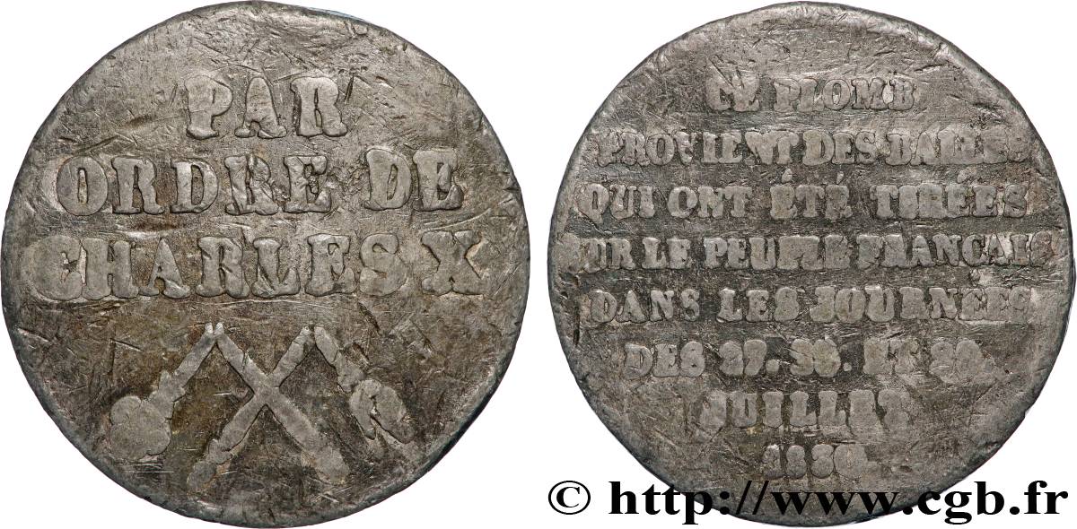 LOUIS-PHILIPPE - LES TROIS GLORIEUSES Médaille politique commémorant les journées de juillet 1830 VF