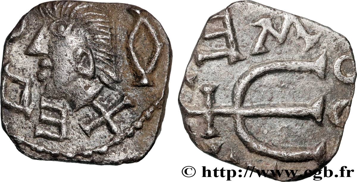 POITOU - METALVS VICVS - MELLE (Deux-Sèvres) Denier à l’E croiseté et aux pseudo-légendes, fourré TTB+
