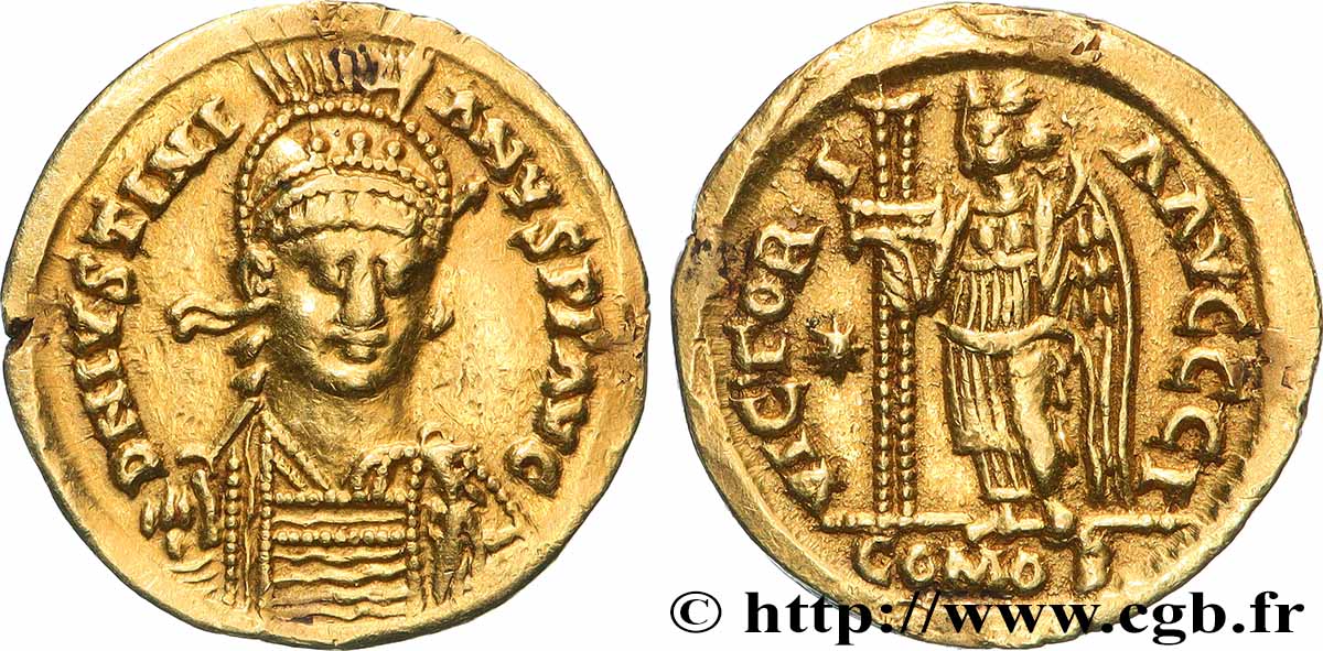 ROYAUME OSTROGOTH - ATHALARIC Solidus à la victoire au nom de Justinien Ier fVZ/VZ