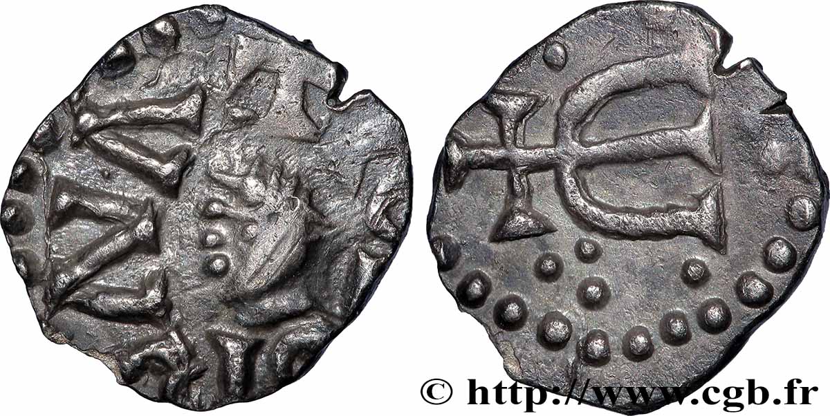 MEROWINGISCHEN MÜNZEN - POITOU - METALVS VICVS - Melle ? (Deux-Sevres) Denier à l’E croiseté et aux pseudo-légendes fVZ