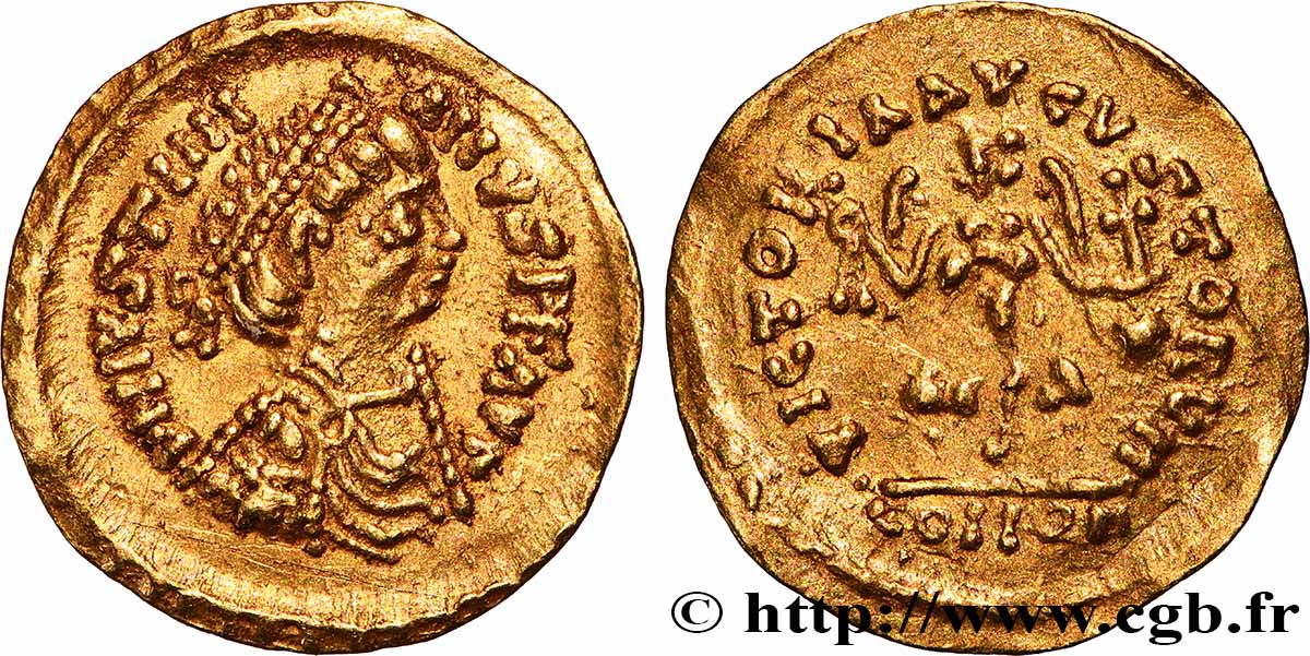 PSEUDO IMPERIAL COINAGE Triens à la victoire, au nom de Justinien fVZ