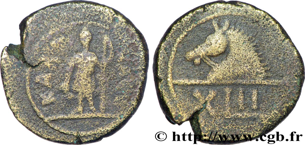 AFRIQUE - VANDALES - Monnayage semi-autonome de Carthage Grand bronze ou 42 nummi, au buste de cheval TB+