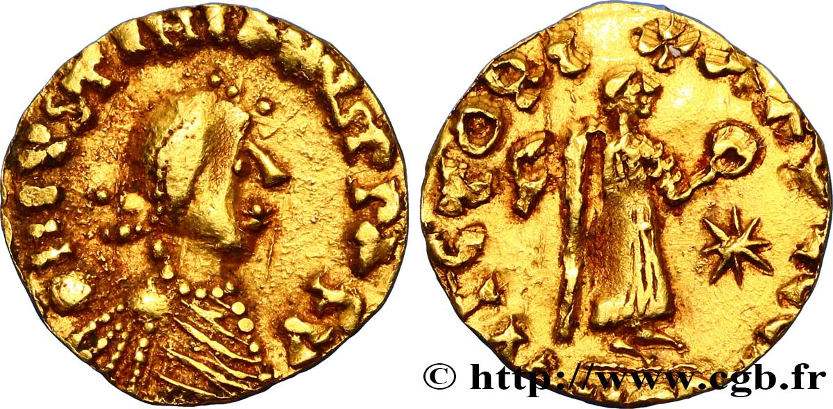 PSEUDO IMPERIAL COINAGE Triens à la victoire, au nom de Justinien AU