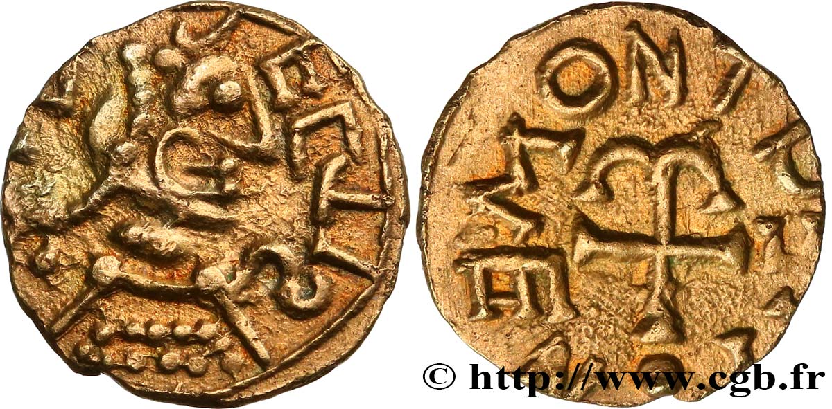 MEROVINGIAN COINAGE - SENLIS (SILVANECTIS) - Oise Triens à la croix ancrée AU