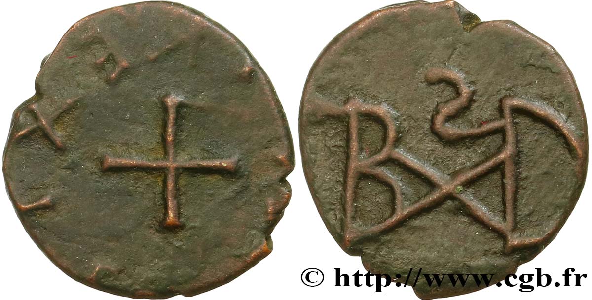 ROYAUME FRANC - THÉODEBERT Ier Bronze au monogramme TTB+