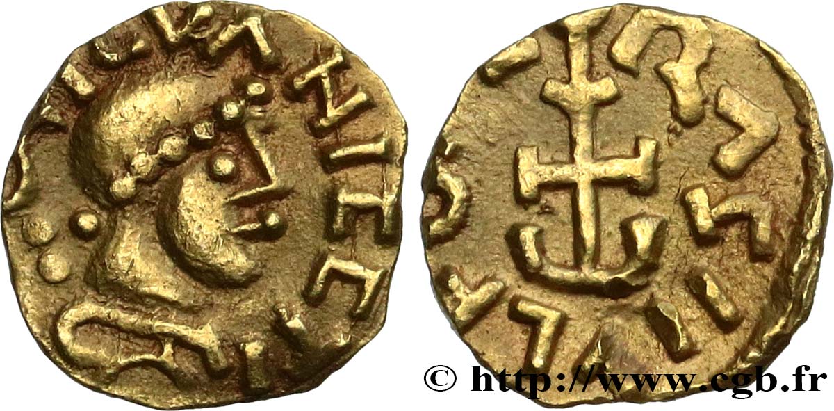 MEROVINGIAN COINAGE - SENLIS (SILVANECTIS) - Oise Triens à la croix ancrée, Ragnulfus monétaire AU