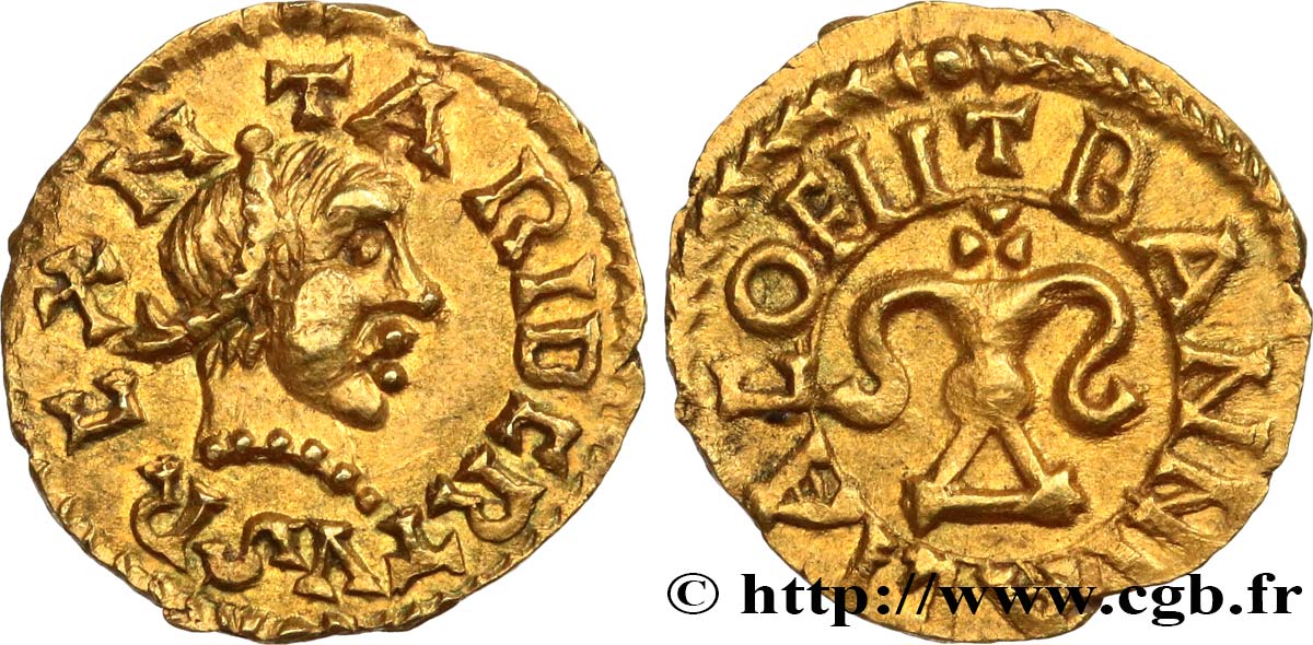 MEROVINGIAN COINAGE - BANASSAC (BANNACIACO) - Lozere Triens au nom de CARIBERT II AU