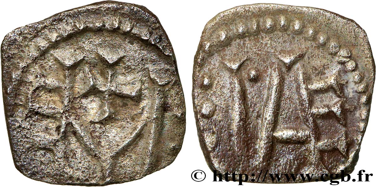 MEROWINGISCHEN MÜNZEN - POITOU - METALVS VICVS - Melle ? (Deux-Sevres) Denier au monogramme M fVZ