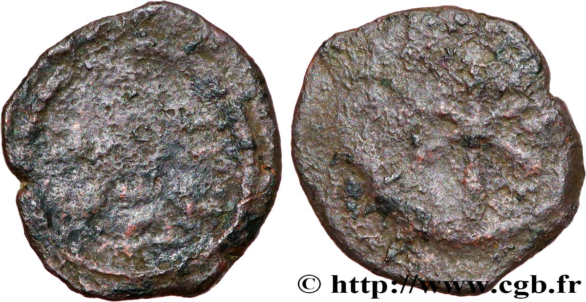 MEROVINGIAN COINS - FRANKISH KINGDOM - CHILDEBERT I Bronze au chrisme VG