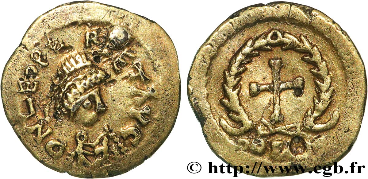 PSEUDO-IMPERIAL COINAGE AT NAME OF LEO I Tremissis fourré XF