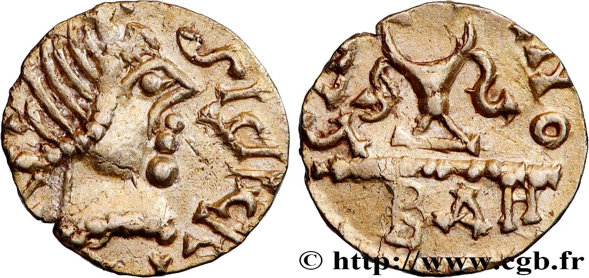 MEROVINGIAN COINAGE - BANASSAC (BANNACIACO) - Lozere Triens au nom de SIGEBERT III AU