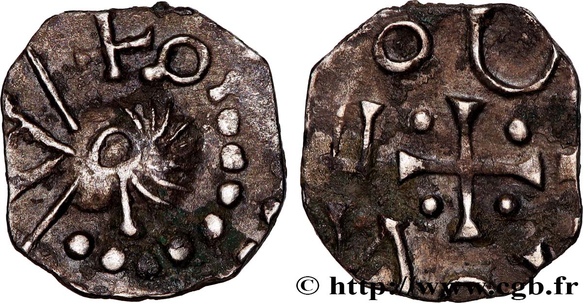 MONEDAS DE LOS MEROVINGIOS - POITOU - METALVS VICVS - Melle ? (Deux-Sevres) Denier MBC+