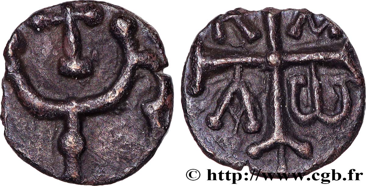 MONEDAS DE LOS MEROVINGIOS - BANASSAC (BANNACIACO) - Lozere Denier MBC+