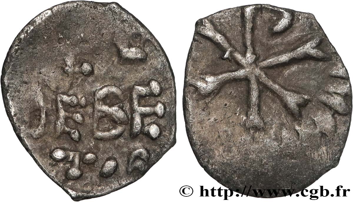 MEROVINGIAN COINS - FRANKISH KINGDOM - CHILDEBERT I Argenteus léger au Chrisme AU