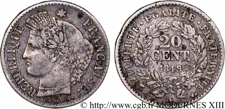 20 centimes Cérès, IIe République 1849 Paris F.146/1 BC35 