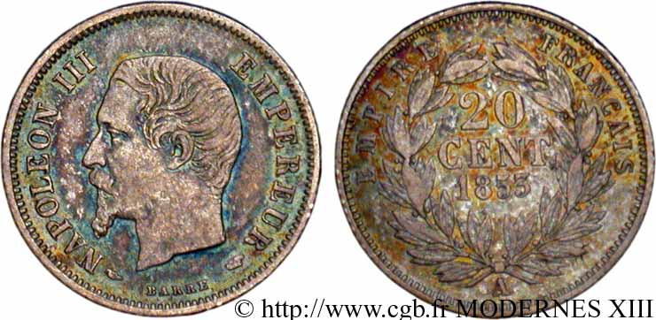 20 centimes Napoléon III, tête nue 1853 Paris F.148/1 TB39 