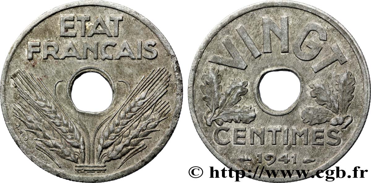 VINGT centimes État français 1941  F.152/2 BC35 