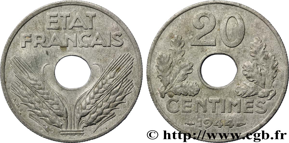 20 centimes État français, légère 1944  F.153A/2 TTB48 